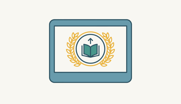 A digital badge or certificate of completion displayed on a computer screen symbolizing achievement in an online course or program.