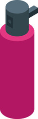 Pink spray can with black cap in isometric projection, creating a modern and stylized visual