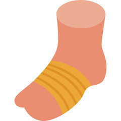 Human Foot With Bandage Wrapped Around Metatarsal Area In A Flat Design Style