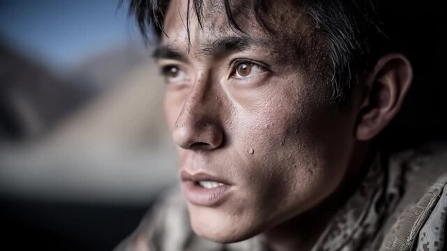 The Resolute Face of a Border Guard Defending the Frontier