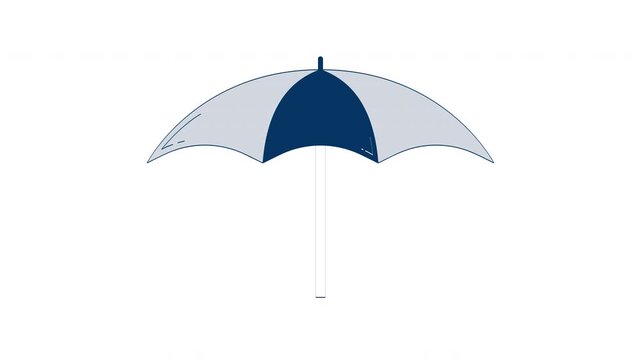 Protective umbrella with security shield emblem 2D object doodle animation. Insurance coverage. Open parasol with checkmark animated flat element isolated on white background. Cartoon 4K video drawing