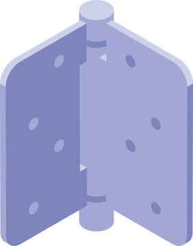 Purple metallic door hinge with mounting holes shown isometrically, ideal for home renovation or construction projects