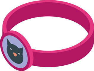 Pink cat gps tracker device helping to locate missing cats using wireless technology