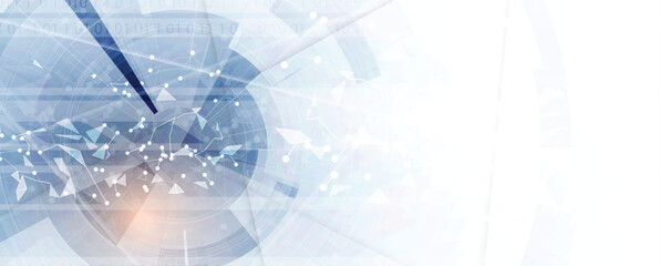 Modern Technology and scientific banner or header. Wireframe connected neural network