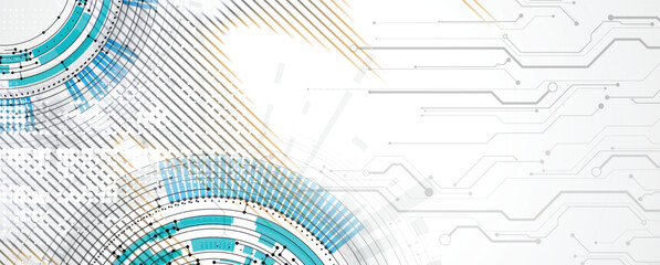 Obraz premium Modern Technology and scientific banner or header. Wireframe connected neural network