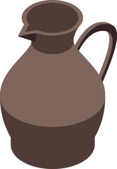 Isometric icon of a brown clay jug representing ancient pottery art