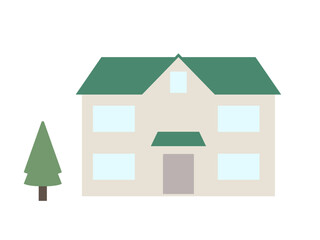 緑の屋根の家のイラスト