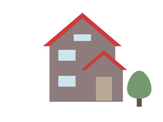 赤い屋根の家のイラスト