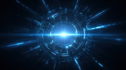 Abstract digital tunnel with glowing light futuristic design technology concept