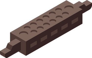 Brown harmonica isolated on white background creating music