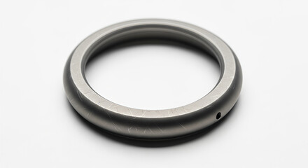 Studio photograph of a round, brushed metal component, representing a concept of advanced engineering and sleek, minimalist industrial design