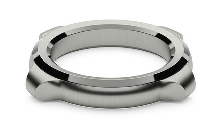 Modern Silver Metal Ring with Black Accents Sleek Circular Design