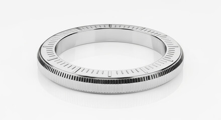 Precision engineered circular metal component with a detailed knurled texture and an inner measurement scale, isolated on a white background