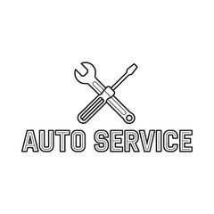 Auto service logo with crossed wrench and screwdriver