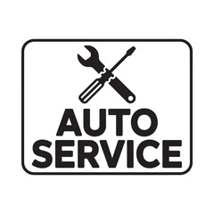 Auto service sign with wrench and screwdriver icons