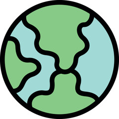 Obraz premium Simple icon of planet earth globe showing green continents and blue oceans, ideal for environmental or educational projects