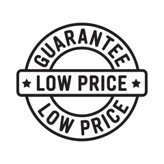 Circular guarantee stamp with low price message and stars