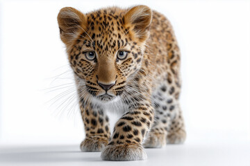 Naklejka premium Leopardenbaby auf weißem Hintergrund