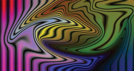 Colorful geometric abstract vector background with wavy lines and retro pattern design