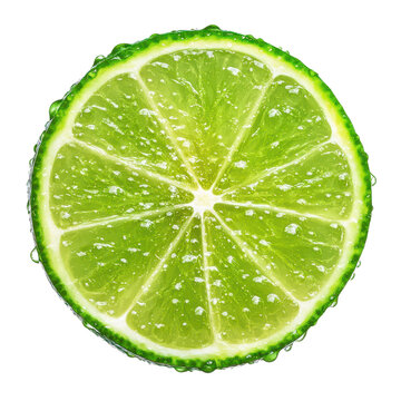 fresh round lime slice isolated on white or transparent png