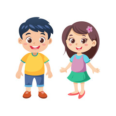 Boy and girl. Funny cartoon and vector teen characters. vector icon
