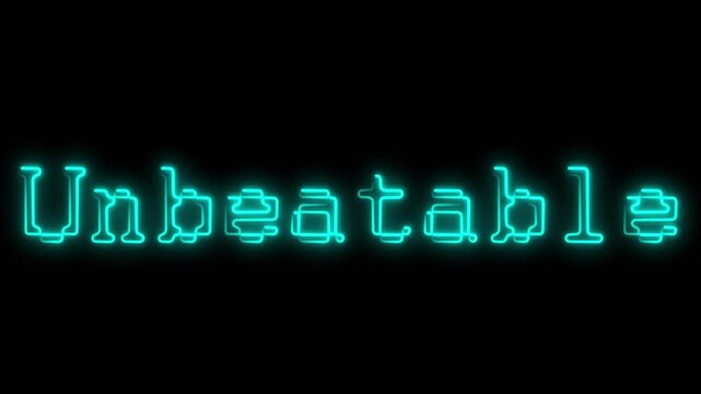"Unbeatable" Neon Text Animation - Glowing Invincible Title Loop

