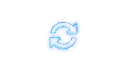 Blue refresh arrows isolated on transparent background forming a circular shape