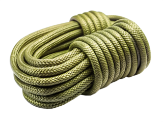 A Single Strand of Olive Green Paracord, Coiled and Ready for Adventure   isolated on white background ,PNG. AI Generated