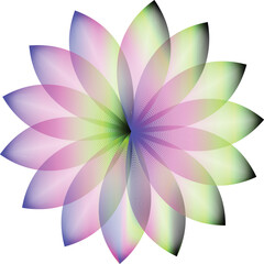 Intricate geometric mandala flower with vibrant color gradient