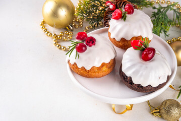 Portioned Christmas dessert, mini Christmas bundt cake