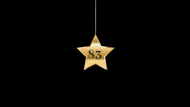 83 Number Hanging Gold Star Animation