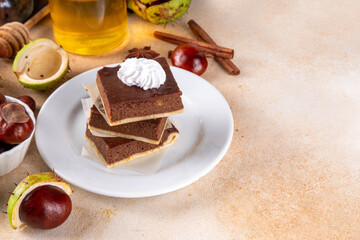Homemade autumn taste chestnut pie bars