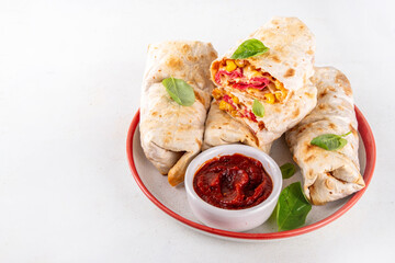 Homemade oven baked Pizza Burritos