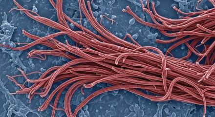 Marburg Virus Filament Bundles Cryo-Scanning Electron Micrograph High Resolution Visualization