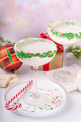 Christmas cocktail with sugar sprinkles