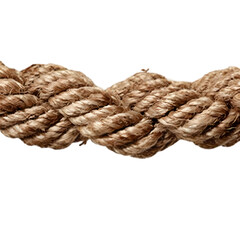 Fototapeta premium Thick, textured, natural fiber rope, twisted and braided, isolated on transparent background