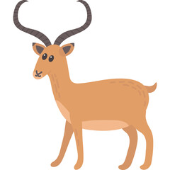 Pixel Art Illustration of a Tawny Antelope with Long Curved Horns Standing Tall on a White Background