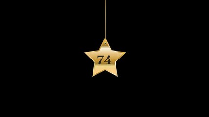 74 Number Hanging Gold Star Animation
