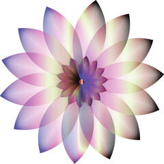 Intricate mandala flower design with purple and pink hues.