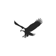 Obraz premium Majestic Bald Eagle Silhouette in Flight Vector.