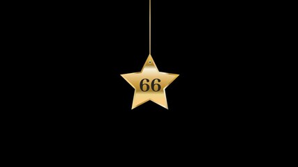 66 Number Hanging Gold Star Animation