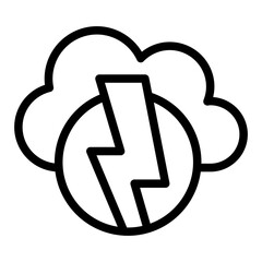 Cloud with lightning line icon, electricity concept. Vector graphics. Weather sign on white background, style icon mobile or web design.
