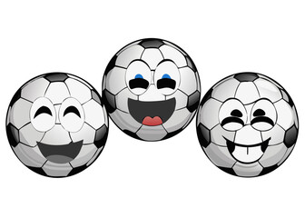 Soccer ball smilies set. Layered and grouped for easy editing .vector icon
