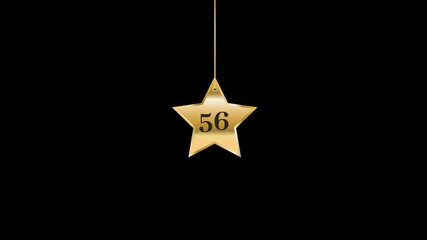 56 Number Hanging Gold Star Animation