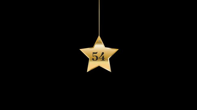 54 Number Hanging Gold Star Animation