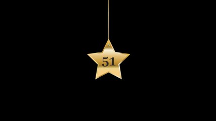 51 Number Hanging Gold Star Animation