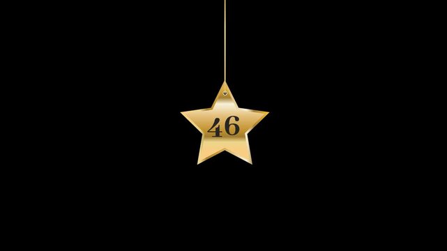 46 Number Hanging Gold Star Animation