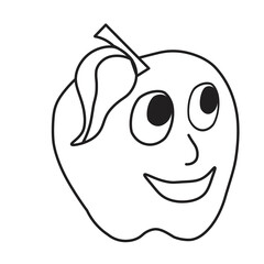 happy smiling face apple isolated on white background 