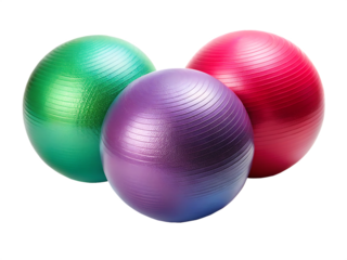 A Trio of Textured Exercise Balls Resting   Isolated on a White Background ,PNG. AI Generated