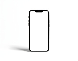 A modern smartphone with a blank white screen, isolated on a clean, bright background.